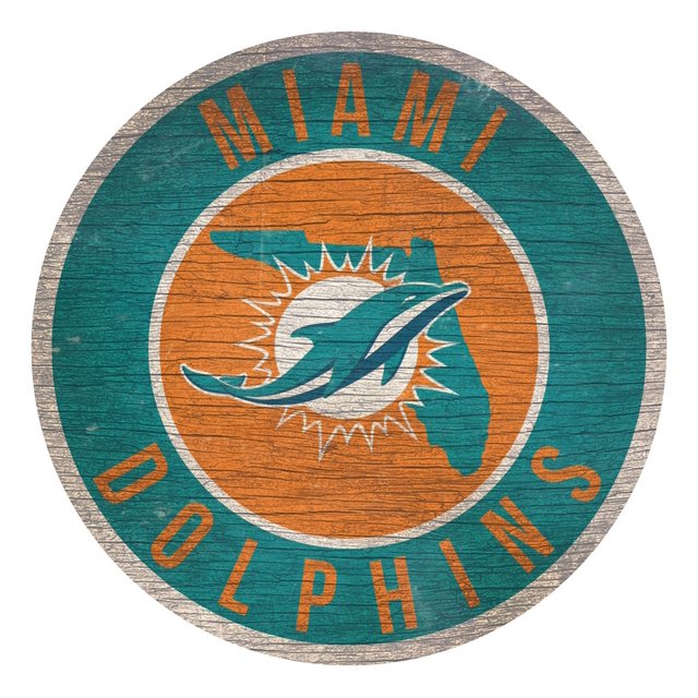 Panneau Dauphins Miami en Bois 12 Pouces Design Rond