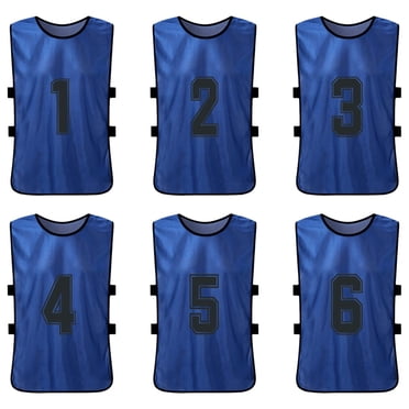 6 PCS Adults Soccer Pinnies Quick Drying Football Team Jerseys Youth Sports Scrimmage Soccer Team Training Numbered Bibs Practice Sports Vest Dark blue 6pcs For Adults