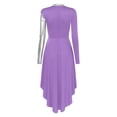 thumbnail image 2 of RUNQHUI Robe de Danse Liturgique de Louange pour Femmes à Blocs de Couleur Métalliques Dorés, Robe d'Église, Jupe de Culte, Violet P, 2 of 7