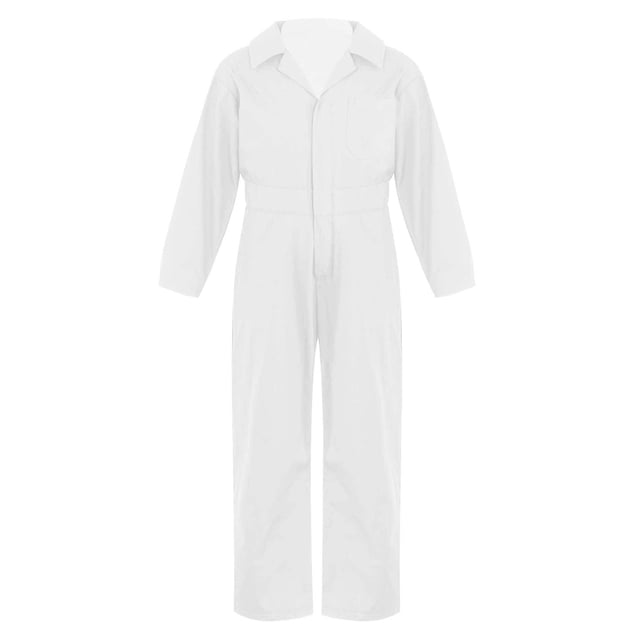 Combinaison une Pièce à Manches Longues pour Garçons, Couleur Unie, Col Rabattu, Style Salopette, Ivoire, 8