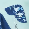 thumbnail image 4 of Akiihool Dinosaur Swim Trunks Boys Boys 2 Pieces Rash Guard Sun Protection Long Sleeve Kid Swimsuits Quick Dry Swim Shirt Trunks for Boys (Blue,12-18 Months), 4 of 4