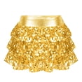 thumbnail image 1 of XUNZOO Girls Sequins Ruffle Layers Culottes Kids Shiny Hip Hop Samba Skirt with Shorts Latin Mini Gold 12, 1 of 9