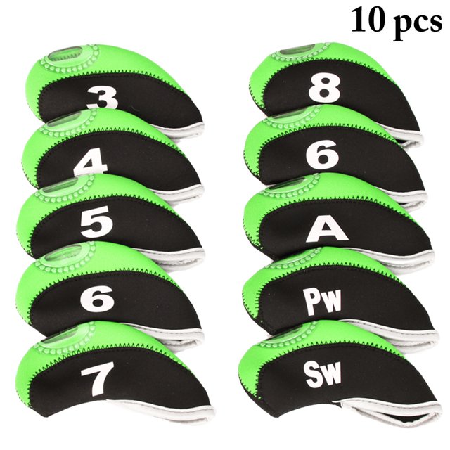 Bangcool 10PCS Golf Club Head Covers Color Patchwork Wedge Head Covers Golf Iron Covers with Number Design