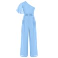 thumbnail image 4 of Miaeowve Girls Jumpsuit Summer Sequins One Shoulder Beaded Wide Leg Rompers One Piece Outfits with Pockets Light Blue 6, 4 of 5