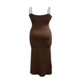 thumbnail image 3 of QJUHUNG Women  Solid Color Long Dress Sexy Bodycon Stretchy Maxi  Lady Spring Fall Summer Spaghetti Strap Dress, 3 of 7