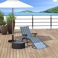 thumbnail image 2 of Outsunny Chaise Longue Pliante avec Coussin, Dossier Réglable, Bleu et Blanc, 2 of 10