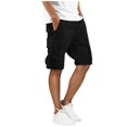 thumbnail image 1 of Styesk Mens Shorts Man Solid-Color Loose Casual Multi-Pocket Drawstring Workwear Half Shorts Pants, 1 of 5