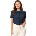 thumbnail image 1 of INSPIRE CHIC Chemise Douce pour Femme Vintage à Col Poupée Mignon Boutonnée m Bleu Foncé, 1 of 1
