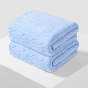 Meitianfacai 2-Pack Coral Fleece Bath Towels with Wavy Design, Soft and Absorbent Towel Set for Bathroom and Spa Use with Quick Dry Technology (75x35 cm/29.5x13.7 in) (Blue)