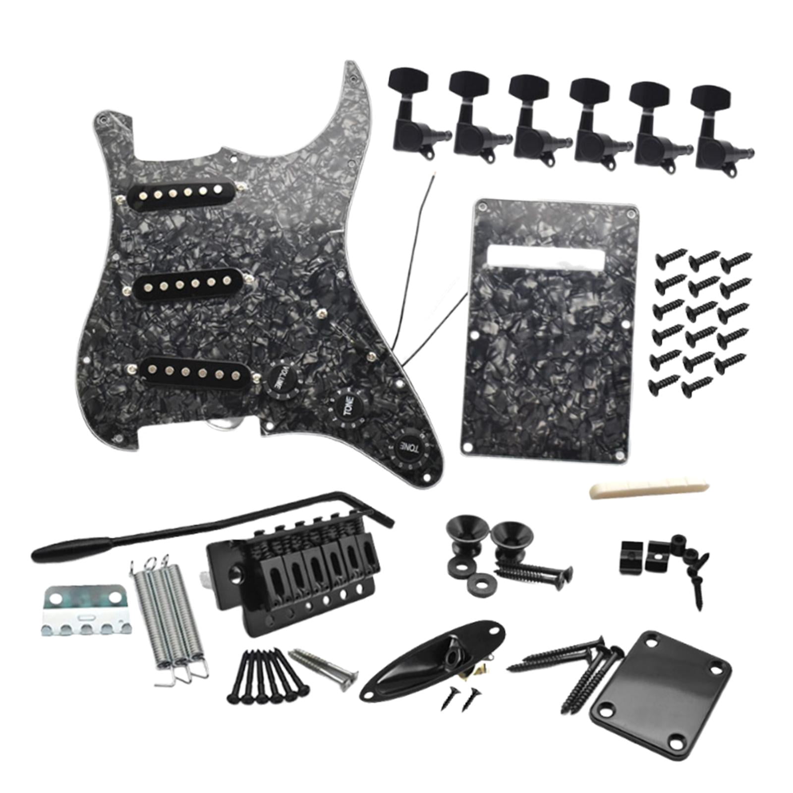 Yinanstore DIY Electric Guitar Kits Portable Retro Multifunction Backplate Accesssories black C