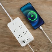 US Specification Socket Plug, Household Power Strip, Multifunctional Ports, 4 AC Outlets, USB & Type-C, Overload Protection, 1.8M Cord, Multiple Security Certificates, For Home/Office