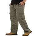 thumbnail image 1 of Mens Loose Cargo Pants Casual Elastic Waist Solid Color Straight Leg Work Pants, 1 of 6