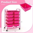 thumbnail image 3 of Costway 10-Drawer Storage Cart Utility Rolling Trolley Kitchen Organizer Hot Pink, 3 of 9