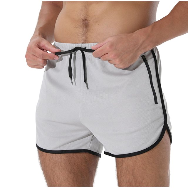 hotojiny Men's Athletic Running Shorts Drawstring Stretch Workout Shorts Lightweight Sports Gym Basketball Clothes with Zip Pockets