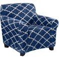 thumbnail image 1 of Modern Velvet Plush Strapless Slipcover. Form Fit Stretch, Stylish Furniture Shield/Protector. Magnolia Collection Strapless Slipcover by Brand. (Chair, Navy), 1 of 6