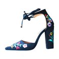 thumbnail image 2 of LSLJS Women's Ethnic Suede Embroidered Strap High Heel Chunky Sandals, 2 of 5