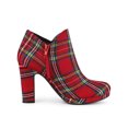thumbnail image 3 of Unique Bargains Bottes à Talon Épais à Bout Rond pour Femme, Cheville, Rouges (Taille 10), 3 of 7