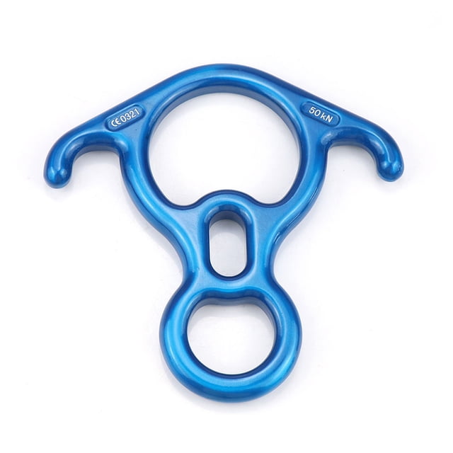 mmirethe Climbing Descender 50KN Camping Downhill Rappelling Rigging Ring Slow Down Caving Mountaineering Portable Protector Blue
