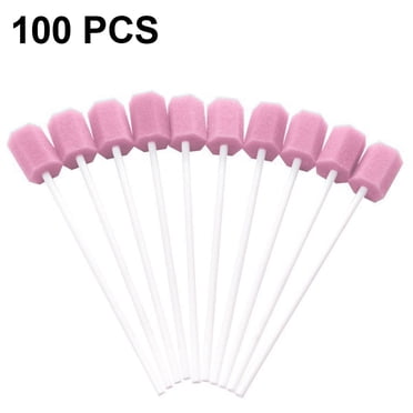 100 pcs Oral Care Swabs - Tooth Cleaning Mouth Toothette Oral Sponge Swabs Unflavored