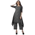 thumbnail image 2 of Moomaya Ensemble Kurti Kurta Pantalon pour Femmes Col Bateau Imprimé Robe 2 Pcs Tenue Ethnique, 2 of 6