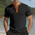 thumbnail image 2 of RXMEKW Moisture-Wicking Short Sleeve Henley for Men, Casual Slim Fit Shirt, Regular Length, Color Block Design, 2 of 6