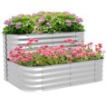 thumbnail image 1 of Outsunny 2-Tier Raised Garden Bed Galvanized Planter Box w/ Safety Edge, 1 of 10