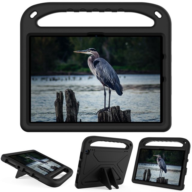 Étui Support EVA pour Amazon Fire HD8 / HD8 Plus 2020 2022 8 Pouces Antichoc Housse de Tablette Enfants Funda Conviviale Support à Main Capa Noir HD8 Plus 2020 2022