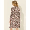 thumbnail image 4 of INSPIRE CHIC Robe Vintage à Fleurs pour Femme à Col Noué en Chiffon à Manches Longues avec Ceinture S Rouge Foncé, 4 of 5