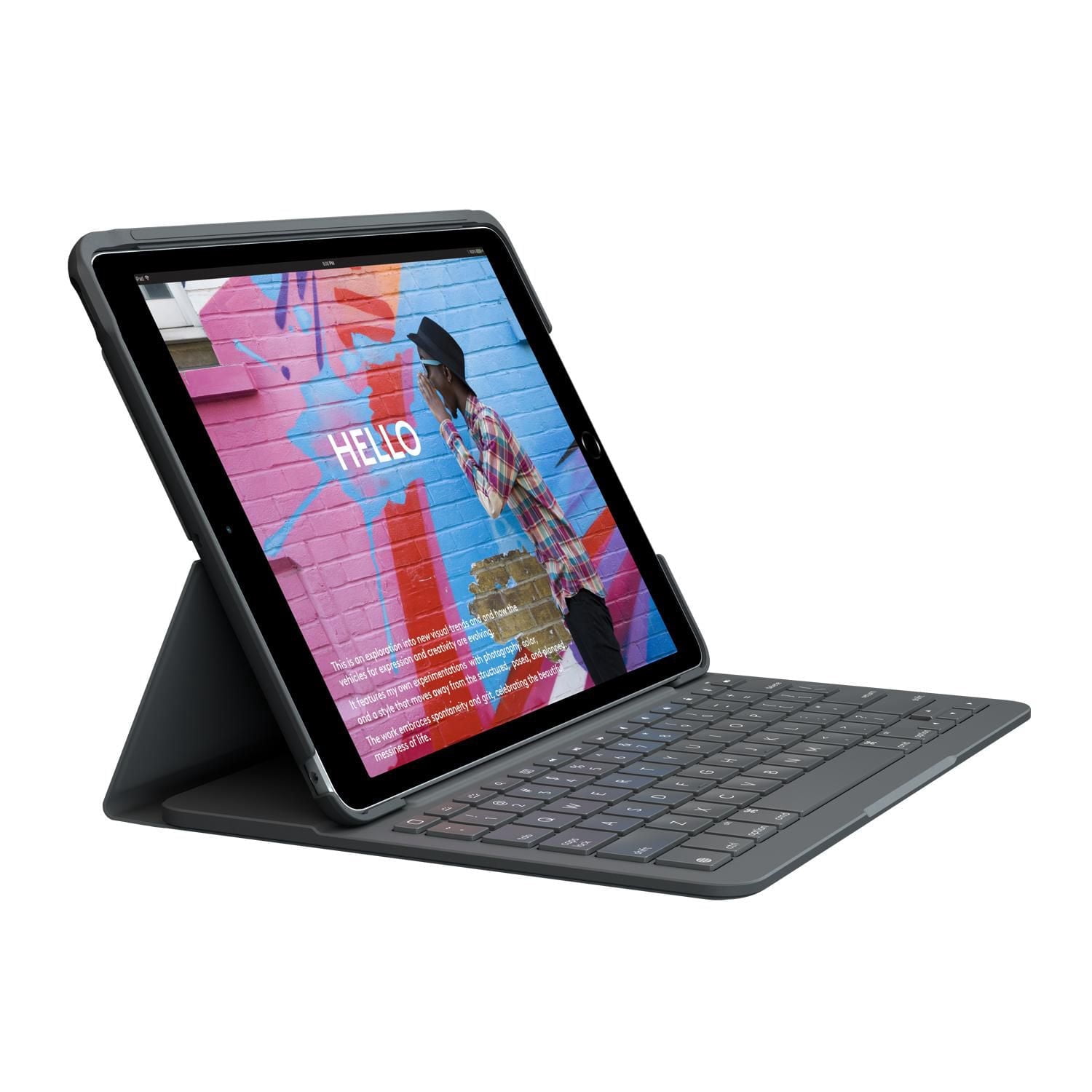 Logitech Slim Folio, étui clavier pour iPad (7e, 8e et 9e générations) avec clavier sans fil intégré (Graphite)