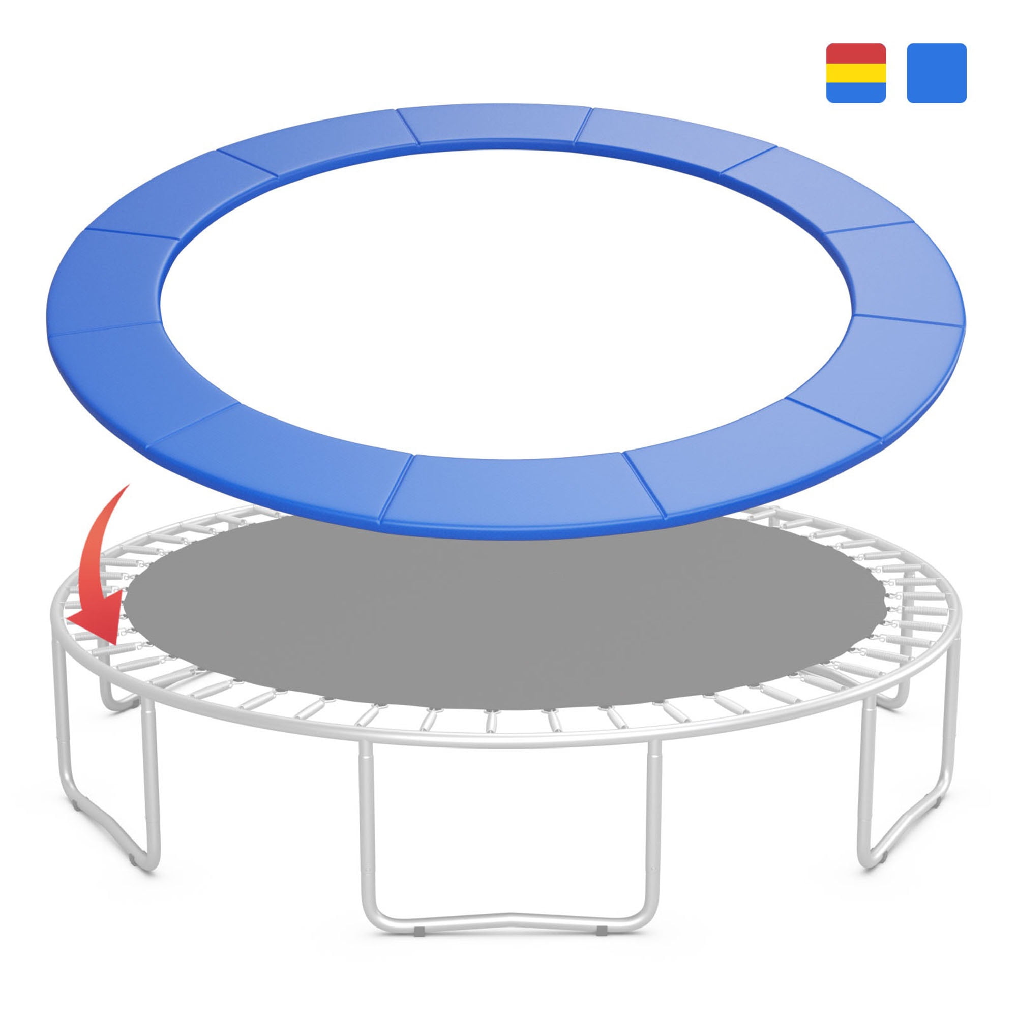 Gymax Coussin de Sécurité de Remplacement pour Trampoline de 10 Pi Housse Universelle pour Trampoline Bleu