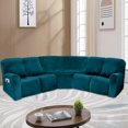 thumbnail image 1 of CHOK 2024 Housses Extensibles pour Canapé d'Angle Inclinable 5 Places en Velours, Housses de Canapé Sectionnel Inclinable, Protège-Meubles, Bleu Eau Profonde, 1 of 9