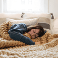 thumbnail image 1 of Comtest Chunky Knit Throw Blanket Chenille, Khaki, 47"x71"(Home Size), 1 of 6
