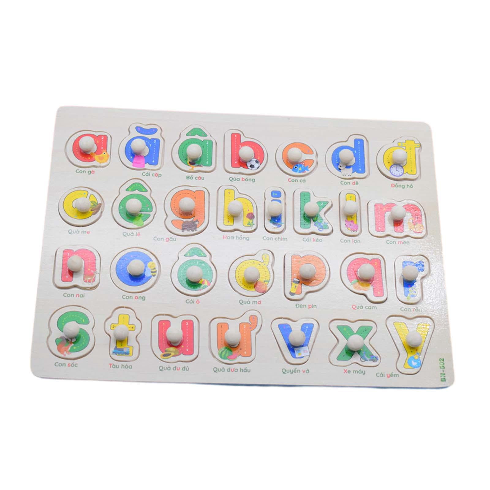 Vietnamese Letters Wooden Learning Puzzles Board Durable Peg Puzzles for Kid Lowercase Letter