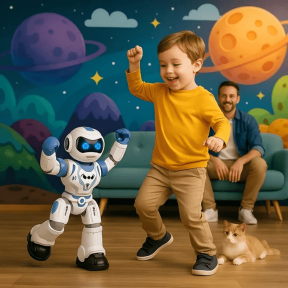 Cyber Trooper Smart Fighter Robot Toy for Kids Ages 5+, with Gesture & Remote Control, Shooting & Dancing