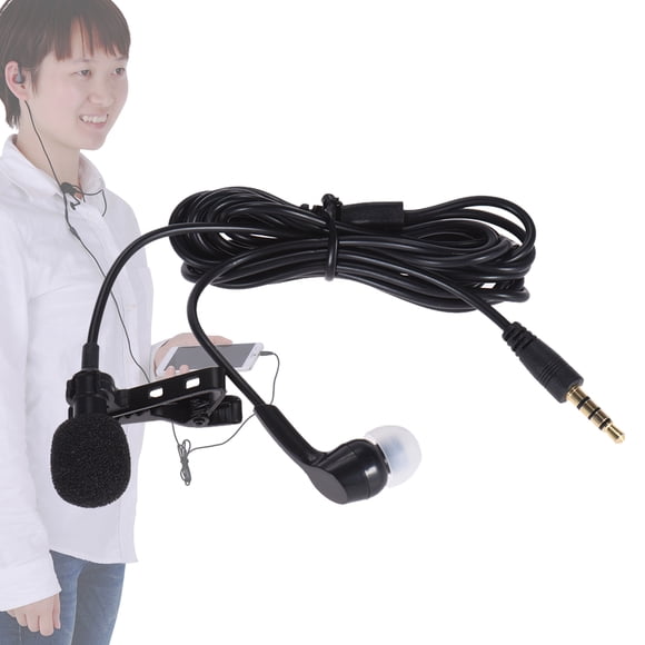 Andoer Mini Clip-on Lapel Lavalier Microphone Mic Earphone Condensateur omnidirectionnel Prise mains libres 3.5mm pour iPhone 6/6 plus / 5 Smartphones iPad Ordinateur PC Haut-parleur portable Live Str