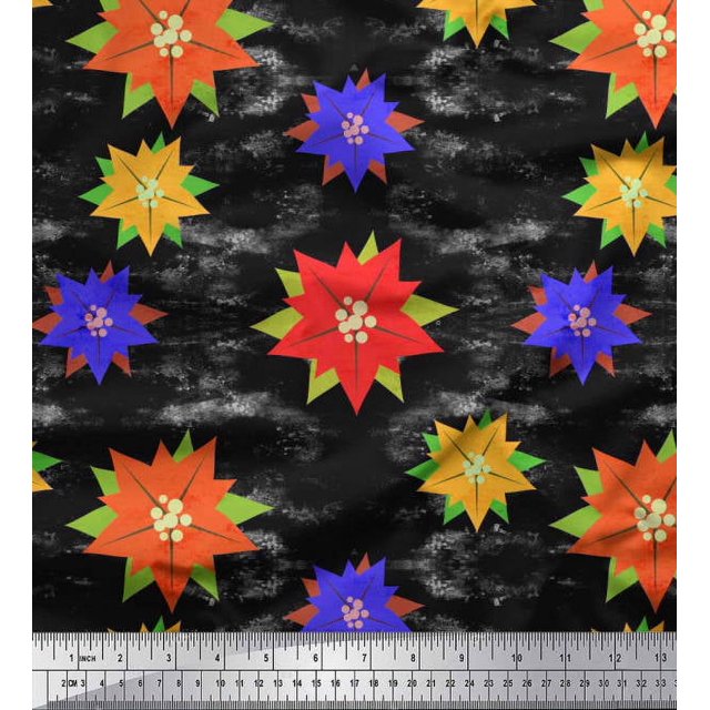 Soimoi polyester Crepe Fabric Paper Flower Art & Craft Decor Fabric Printed Yard 42 Inch Wide