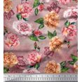thumbnail image 1 of Soimoi Tissu en Velours Orange Imprimé Feuilles et Roses au Mètre 58 Pouces de Large, 1 of 3