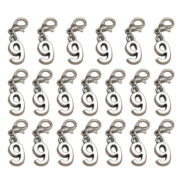 EeaseCA 20 Pcs Pendentifs en Alliage de Forme 9 avec Fermoir Mousqueton Bricolage Chiffres Arabes Pendentifs Breloques Accessoire de Fabrication de Bijoux pour Boucles d'Oreilles
