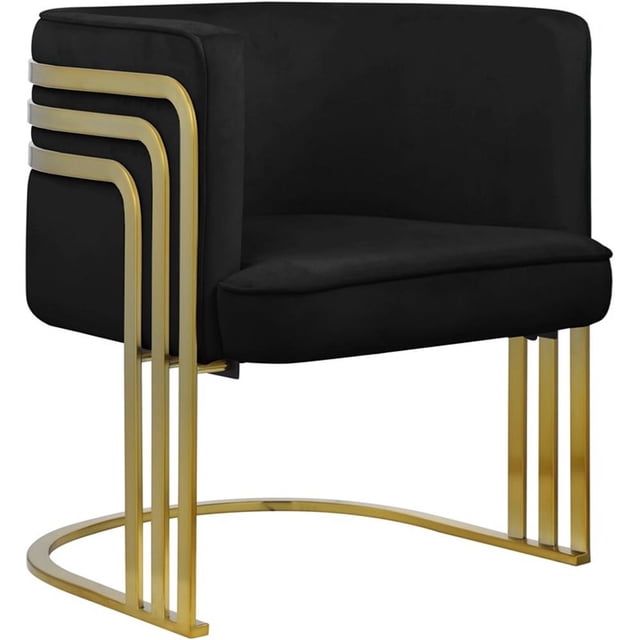 Meridian Furniture Fauteuil d'Appoint Rembourré en Velours Noir Rayons