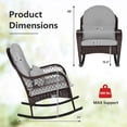 thumbnail image 3 of Costway Patio Wicker Rocking Chair with Seat Back Cushions & Lumbar Pillow Porch Gray, 3 of 9