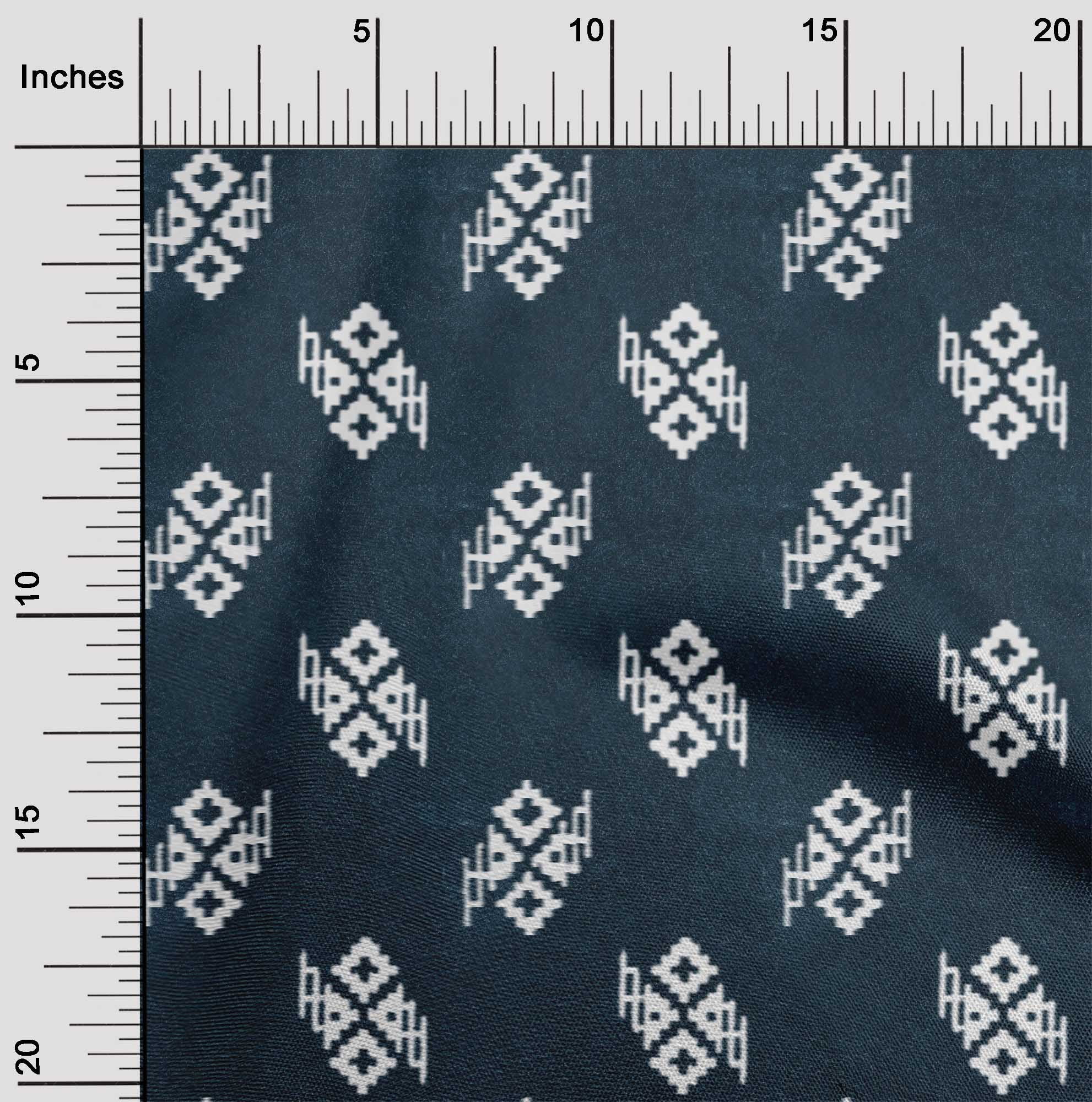 oneOone Cotton Silk Fabric Geometric Kasuri Print Fabric BTY 42 Inch Wide