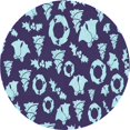 thumbnail image 1 of Ahgly Company Tapis Rond Lavable en Machine Intérieur Transitionnel Bleu Denim, 6 Pieds Rond, 1 of 7