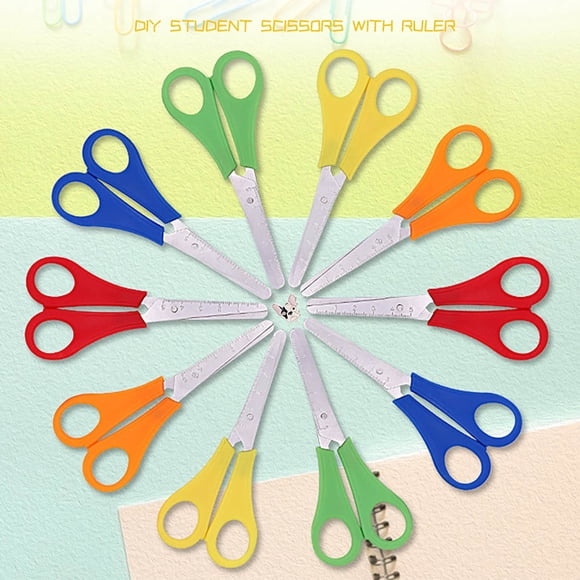 Classification de Produit & Artisanat & Papeterie / Titre de Produit Ensemble de 10 Pcs de Ciseaux à Pointe Émoussée Sécuritaires pour Enfants - Couleurs Assorties Ciseaux pour Tout-Petits en Vrac pour l'École et les Fournitures d'Art 10 Pcs