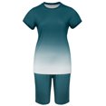 thumbnail image 2 of Innerwin Sweatsuits Solid Color Women Jogger Set Running Short Sleeve Loose Two Piece Outfit Blackish Green 3XL, 2 of 5