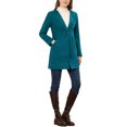 thumbnail image 2 of INSPIRE CHIC Women's Half Lapel Long Sleeves One Button Winter Mid-Length Overcoat M Lake Blue, 2 of 5