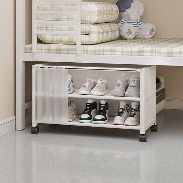 Grande Capacité Belle Étagère à Chaussures sous le Lit Multicouche Armoire de Rangement Domestique pour Chaussures Organisateur de Chaussures Mobile avec Roues Grand Volume Armoire de Rangement pour Chaussures d'Entrée Placard d'Entrée Liquidation