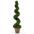 thumbnail image 2 of Gymax Arbre Topiaire Artificiel en Spirale de 4 Pi Plante de Verdure Factice avec Pot en Plastique Rétro Rempli de Ciment, 2 of 9