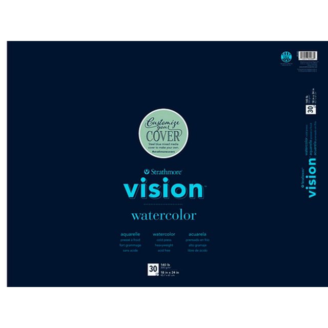 Strathmore Vision Cold Press Watercolor Pad 18"X24"-140Lb, 30 Sheets