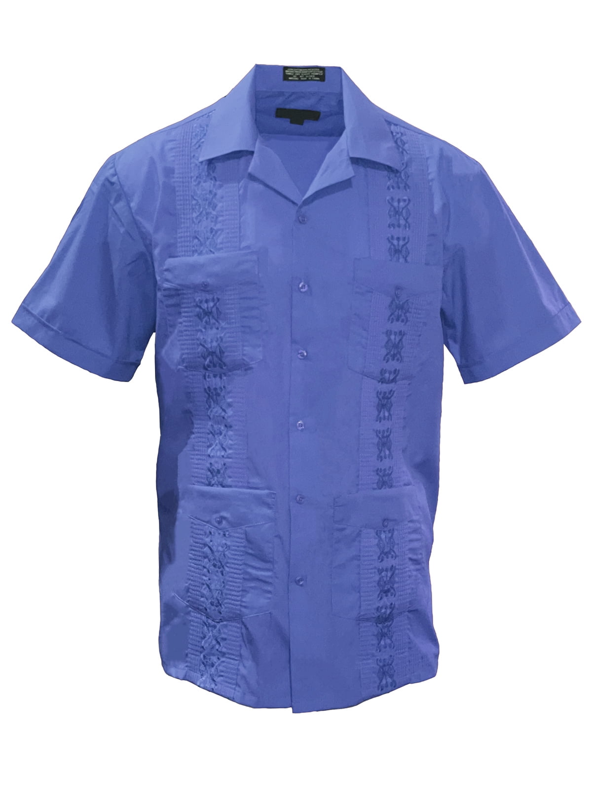 Gravity Threads Chemise d'Été Guayabera pour Homme - Bleu Français - Moyen