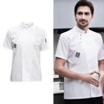 thumbnail image 2 of Chef Jacket Short Sleeve Cooking Clothes Simple Cotton Short Sleeve Chef Chef Coat for Restaurant White 4XL, 2 of 8